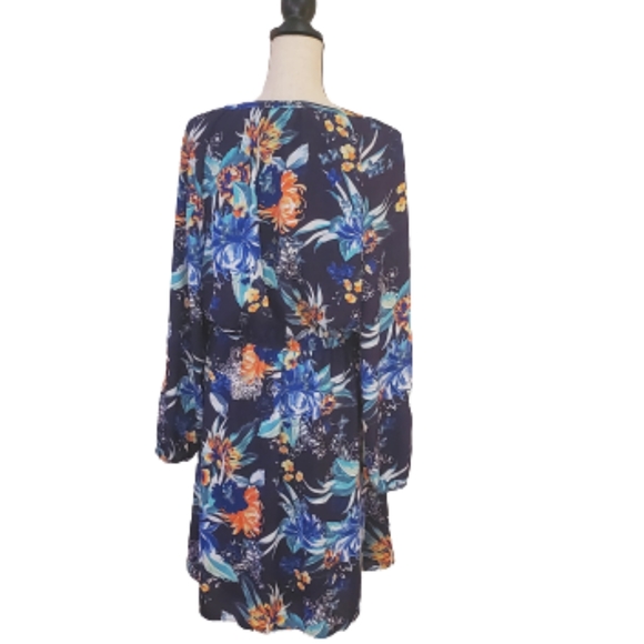Ava & Viv Navy Multi-Color Floral Long Sleeve Dress, Size 1X - Picture 10 of 16